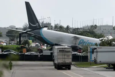 Amazon Plane Crash Miami Airport Runway Fire